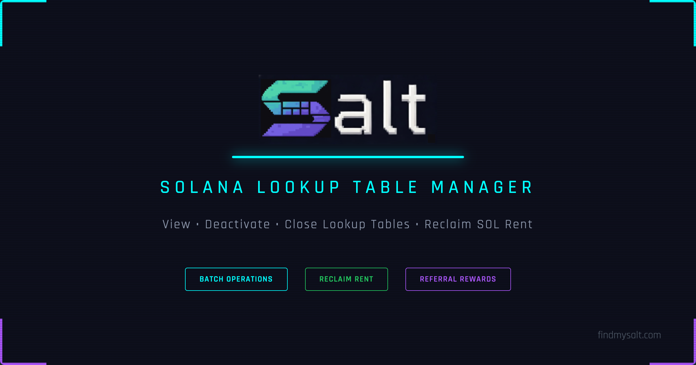 Salt - Solana Address Lookup Table Manager | Reclaim SOL Rent